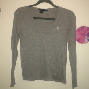 Long sleeved v neck.